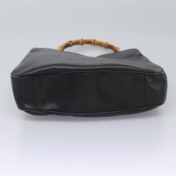 GUCCI Bamboo Hand Bag Leather Black Gold 001 1781 001 1781 - Picture 9 of 16